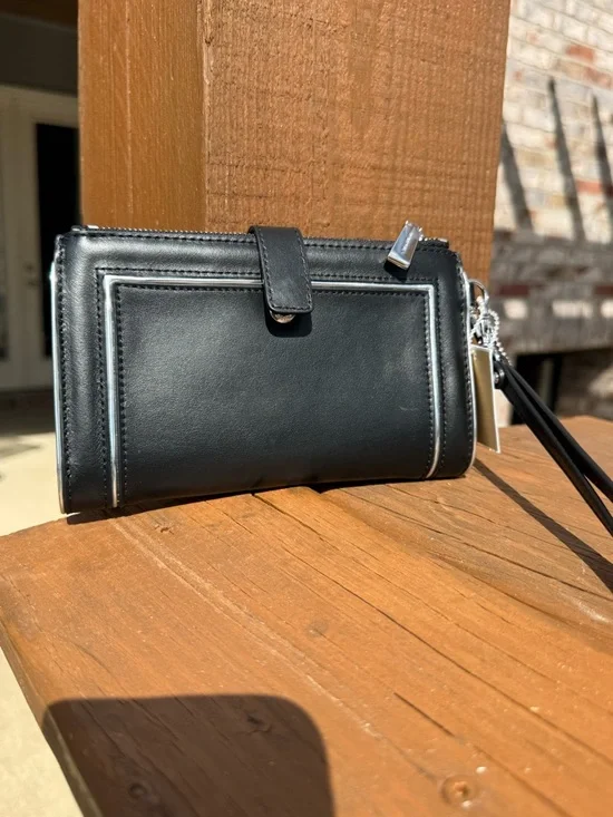 NWT Michael Kors Adele Framed Leather Double Zipper Smartphone Black Wallet - Picture 5 of 12